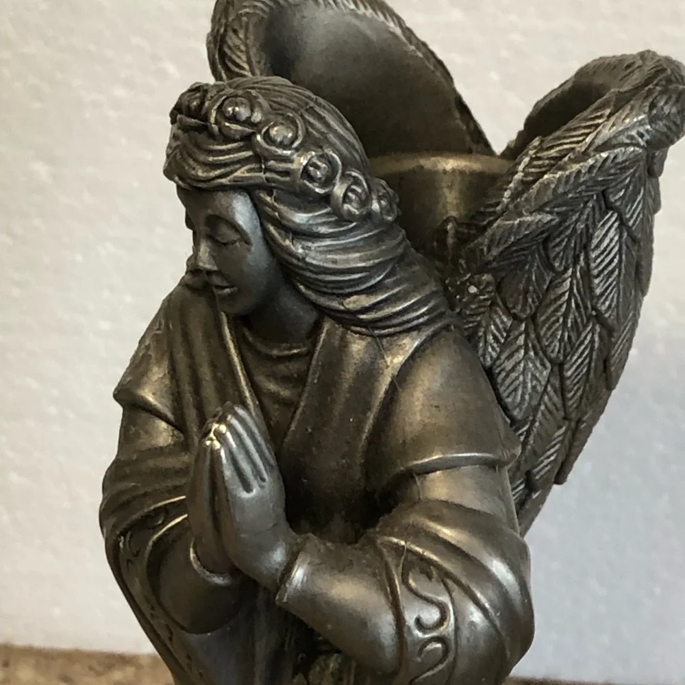 Pewter Pair of Praying Angels Right And Left  Set